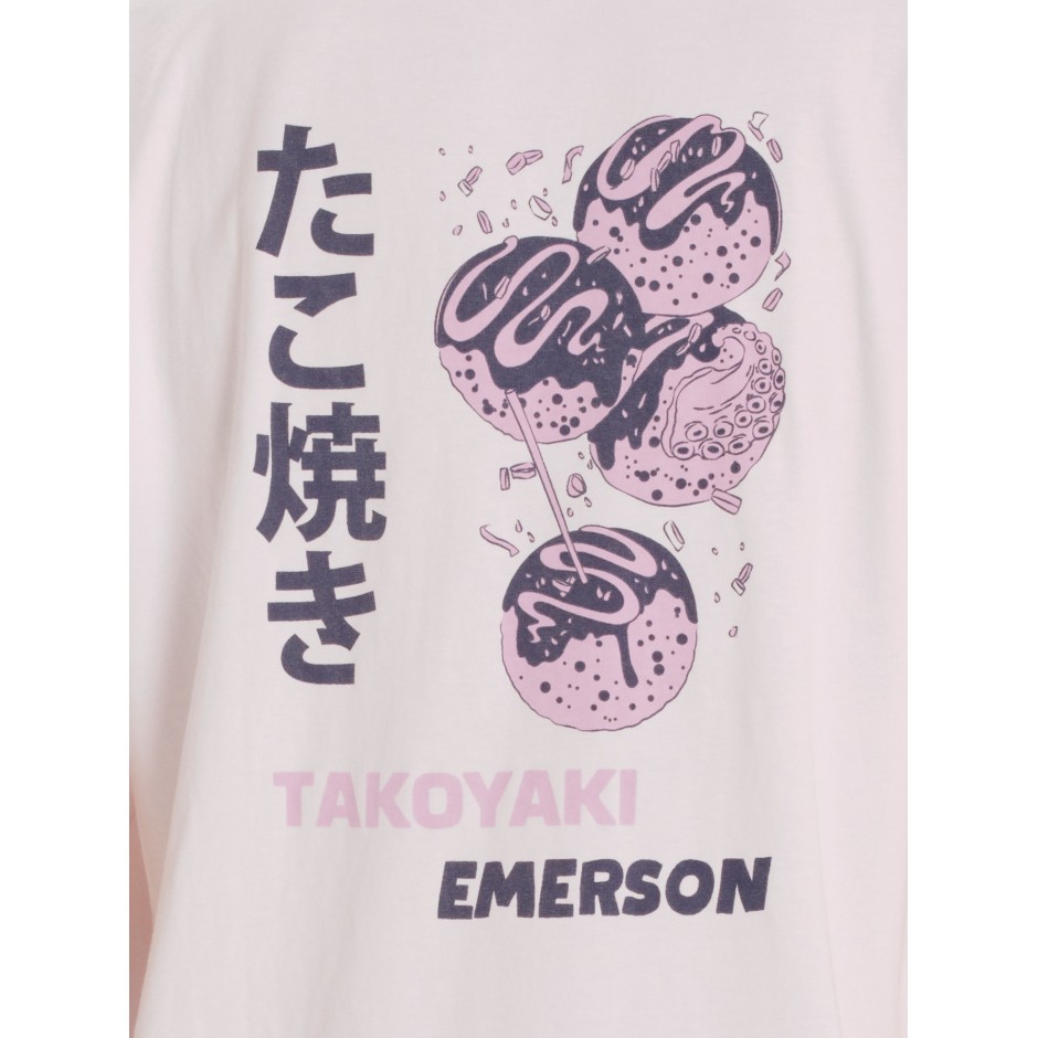 Ανδρική Κοντομάνικη Μπλούζα Λευκή - EMERSON TAKOYAKI