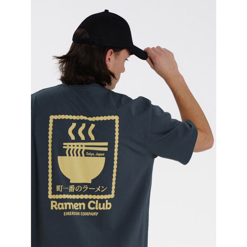 Ανδρική Κοντομάνικη Μπλούζα Πετρόλ - EMERSON "Ramen Club"