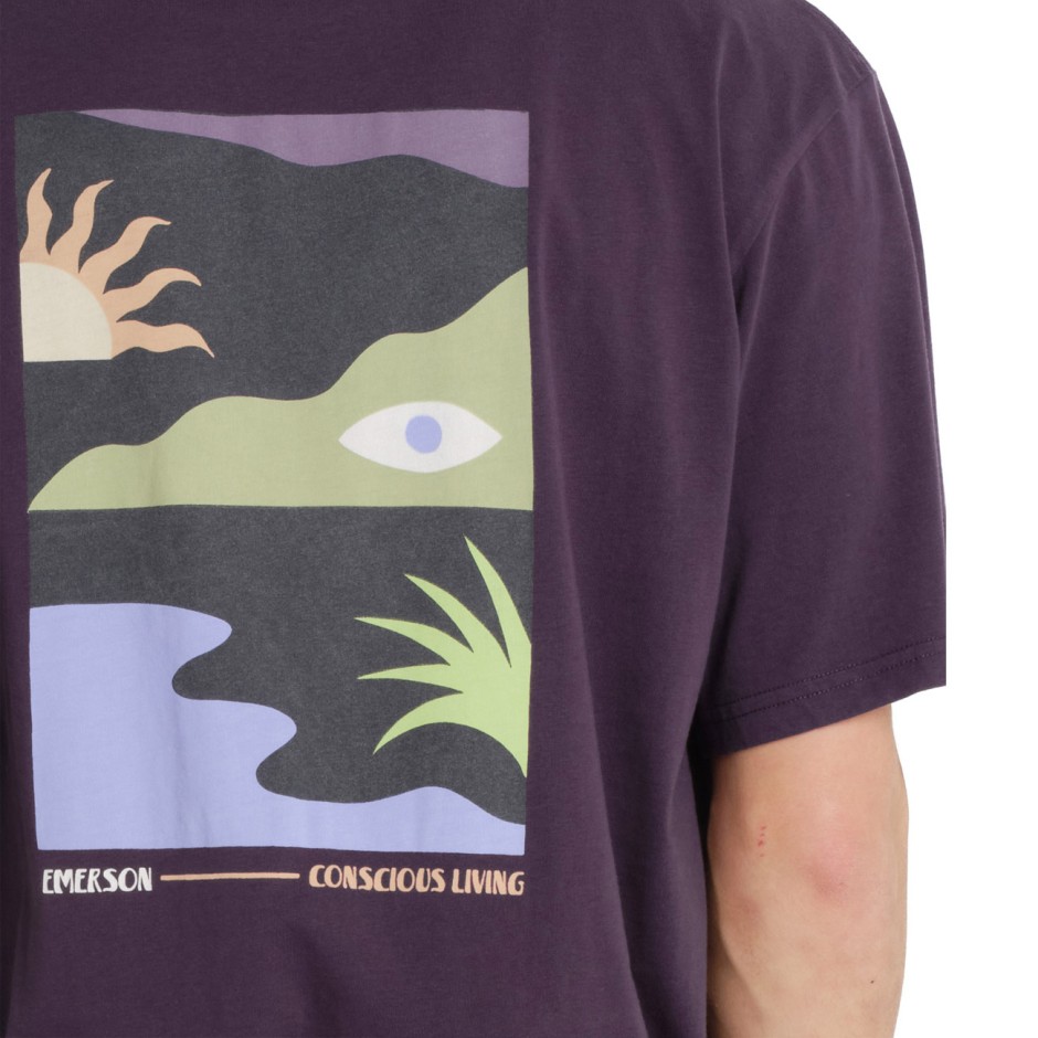 Ανδρική Κοντομάνικη Μπλούζα Μωβ - EMERSON 'Conscious Living'