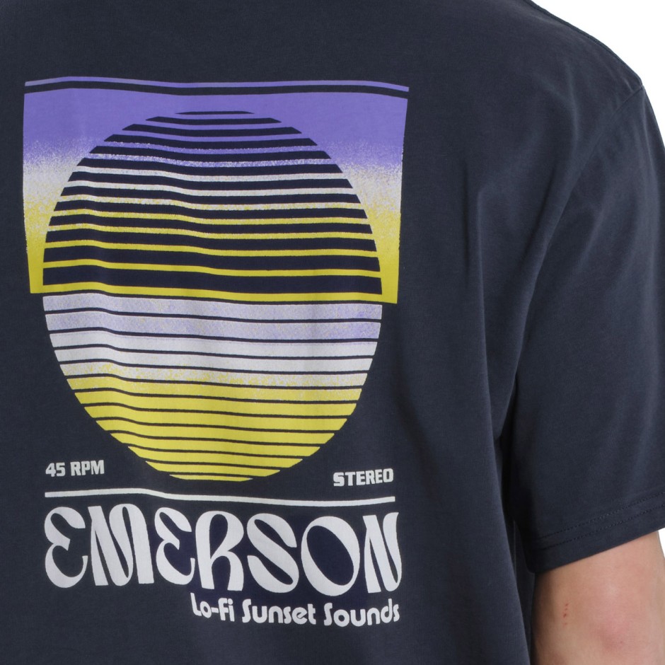 Ανδρική Κοντομάνικη Μπλούζα Μπλε - EMERSON 'Lo-fi Sunset Sounds'