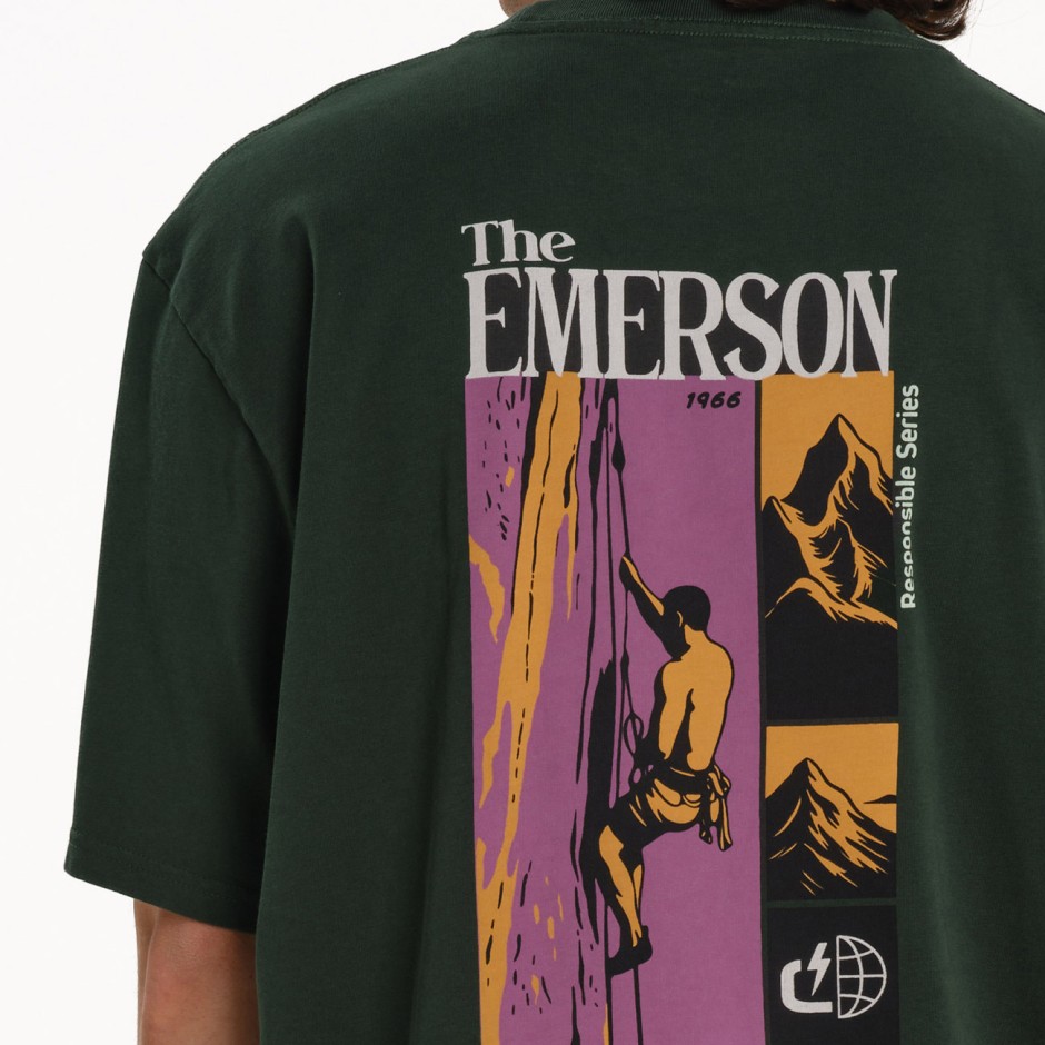 Ανδρική Κοντομάνικη Μπλούζα Κυπαρισσί - EMERSON 'Climbing Society'