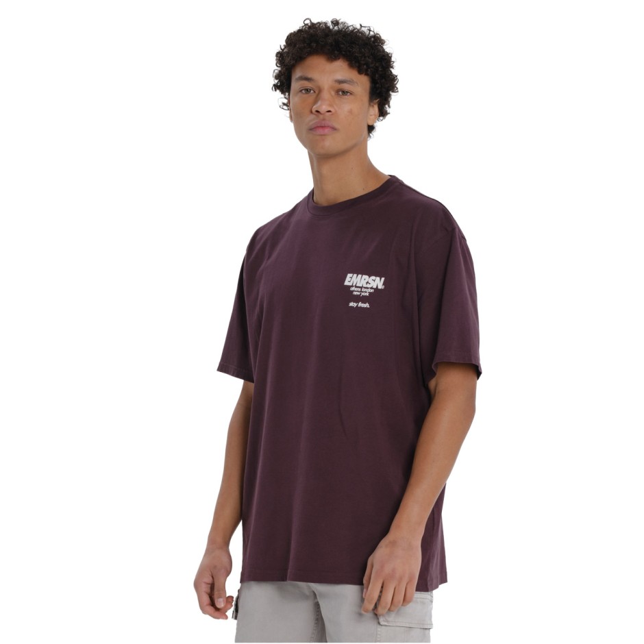 Ανδρική Κοντομάνικη Μπλούζα Μπορντό - EMERSON 'Stay Fresh'