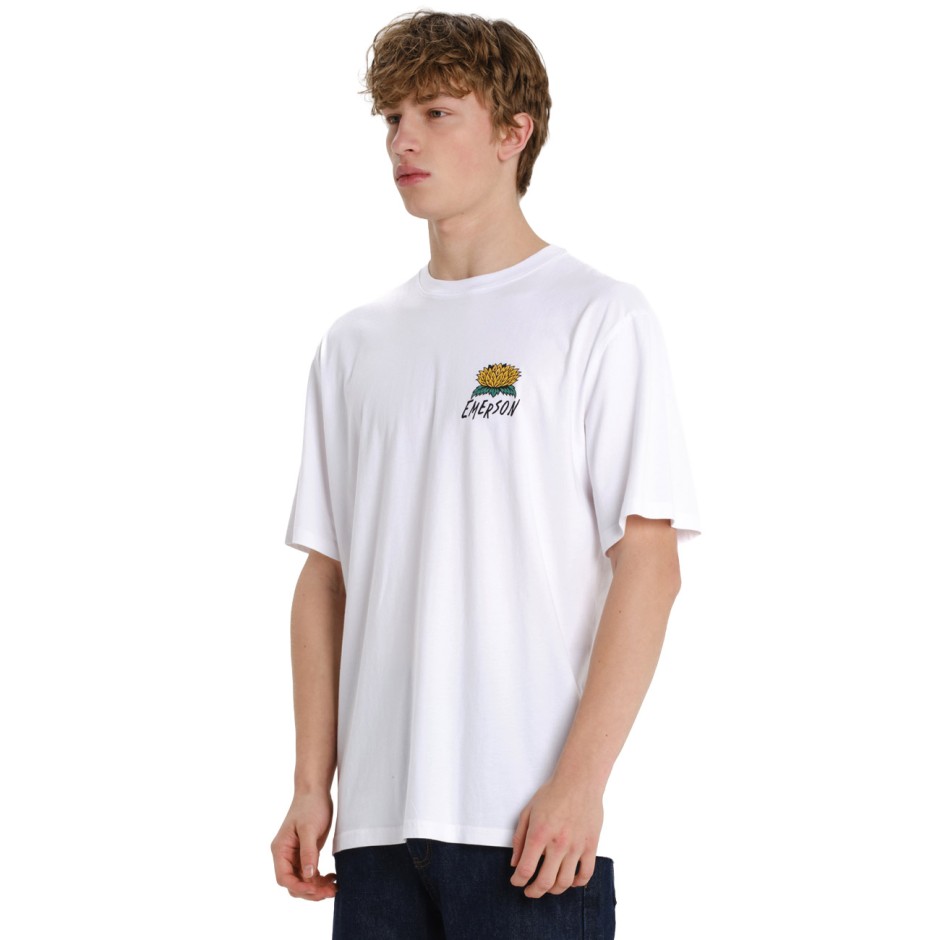 Ανδρική Κοντομάνικη Μπλούζα Λευκή - EMERSON Flower