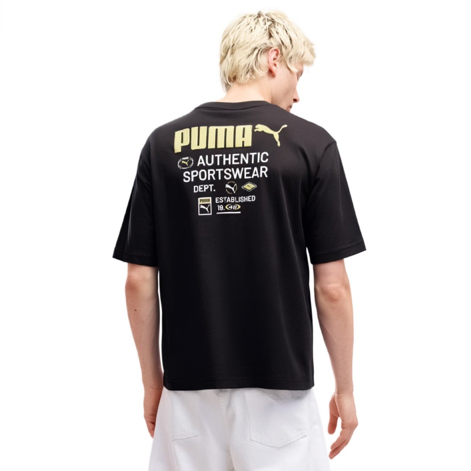 Ανδρική Κοντομάνικη Μπλούζα Μαύρη - PUMA Graphics Boxy Utility