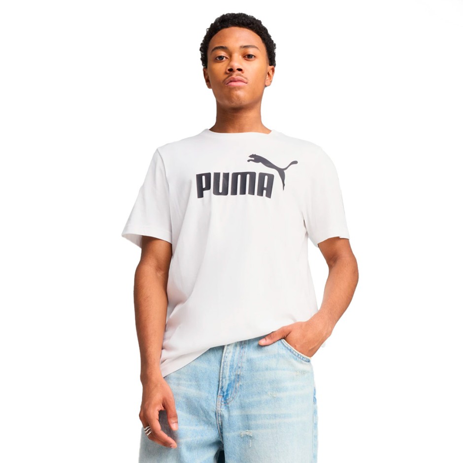 Ανδρική Κοντομάνικη Μπλούζα Λευκή - PUMA Essentials No. 1 Logo