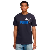 Ανδρική Κοντομάνικη Μπλούζα Μπλε - PUMA Essentials 2 Colour No. 1 Logo Εικόνα 