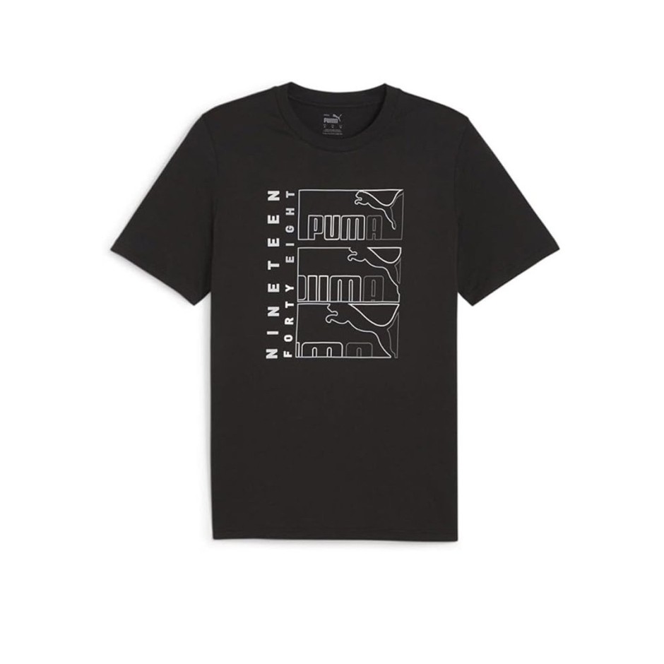 Puma Graphics Triple No.1 Logo Μαύρο - Ανδρική Κοντομάνικη Μπλούζα