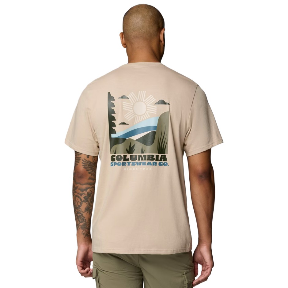 Ανδρική Κοντομάνικη Μπλούζα Μπεζ - Columbia CSC Outdoor Back Graphic