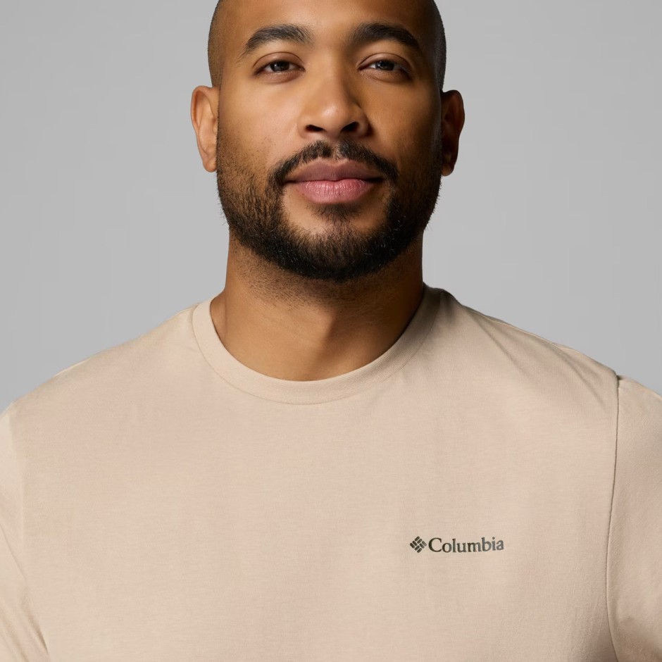 Ανδρική Κοντομάνικη Μπλούζα Μπεζ - Columbia CSC Outdoor Back Graphic