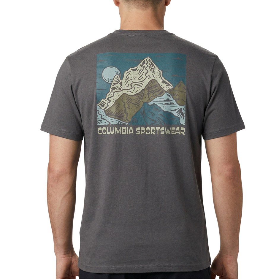 Ανδρική Κοντομάνικη Μπλούζα Ανθρακί - Columbia CSC Outdoor Back Graphic