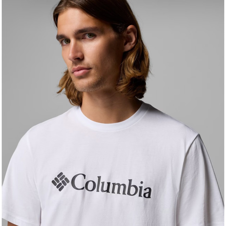 Ανδρική Κοντομάνικη Μπλούζα Λευκή - Columbia CSC Basic Logo