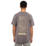BE:NATION OVERSIZED GEO MAP S/S TEE 05312308-3F Coal Image 0