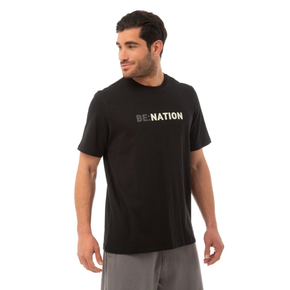 Ανδρική Κοντομάνικη Μπλούζα Μαύρη - Be:Nation Crew Neck