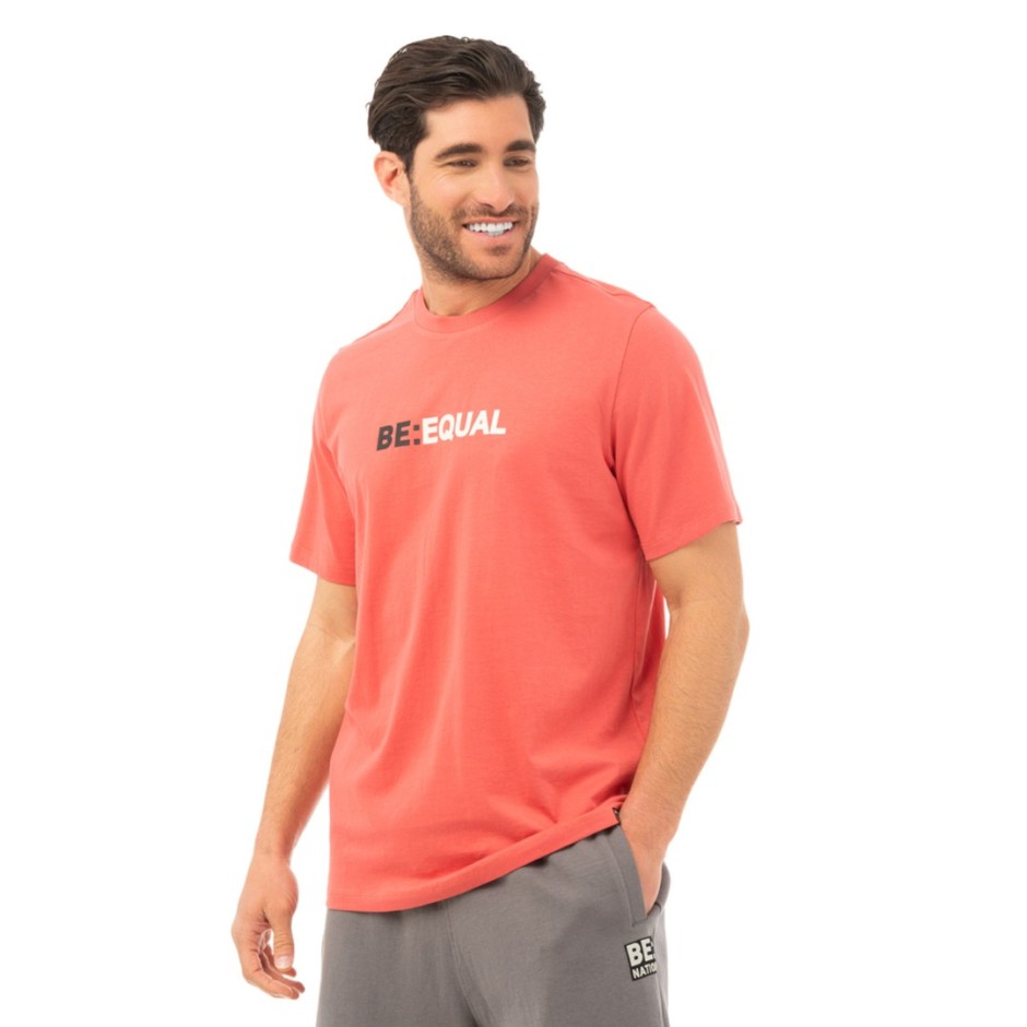 Ανδρική Κοντομάνικη Μπλούζα Μπορντό - Be:Nation Crew Neck