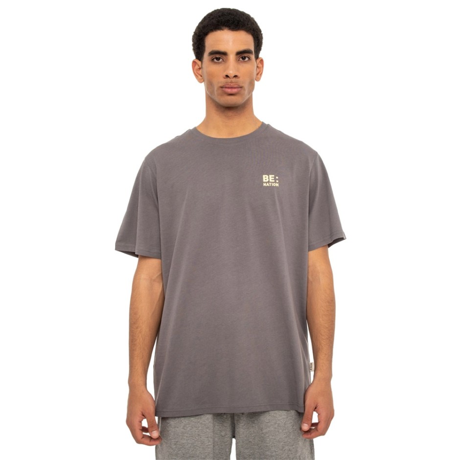 BE:NATION OVERSIZED GEO MAP S/S TEE 05312308-3F Coal
