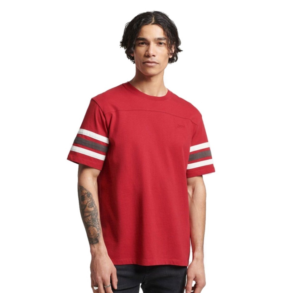 SUPERDRY OVIN VINTAGE QUARTERBACK TEE M1011357A-17I Κόκκινο