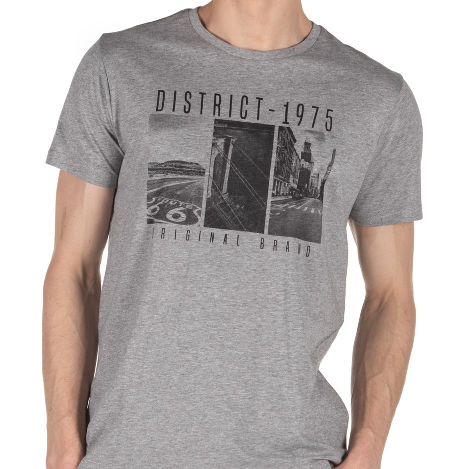DISTRICT75 MEN'S TEE 120MSS-667 Γκρί