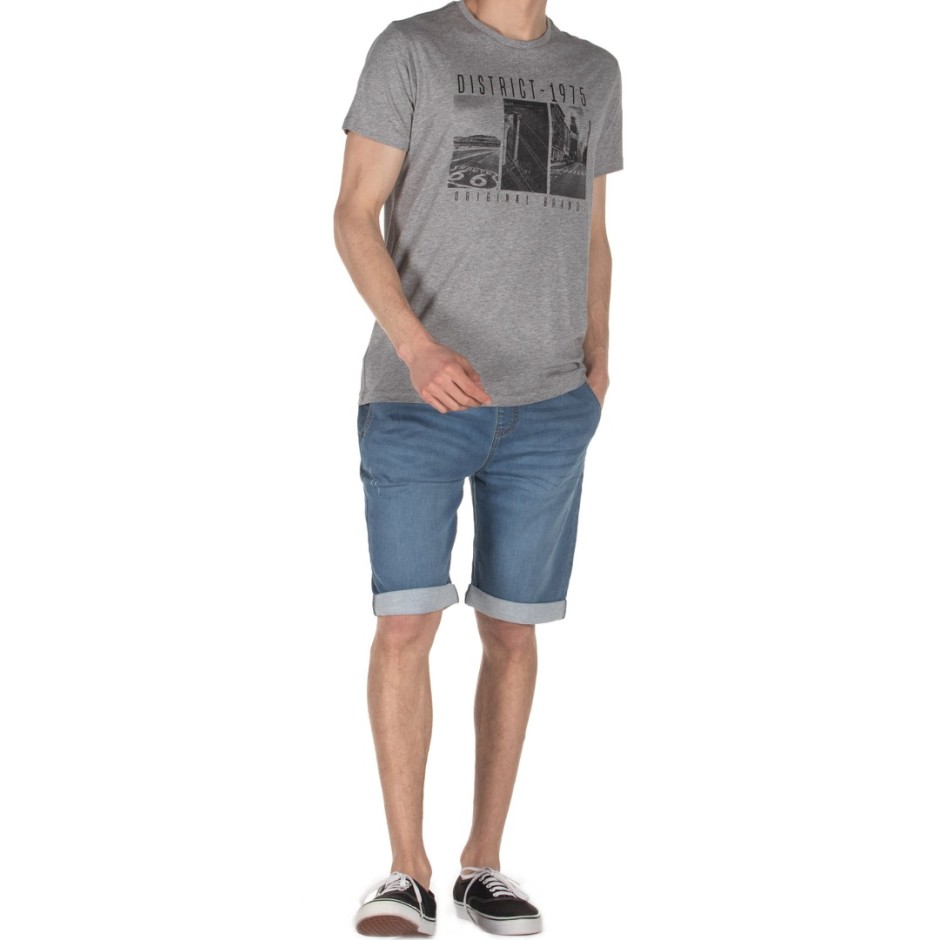DISTRICT75 MEN'S TEE 120MSS-667 Γκρί