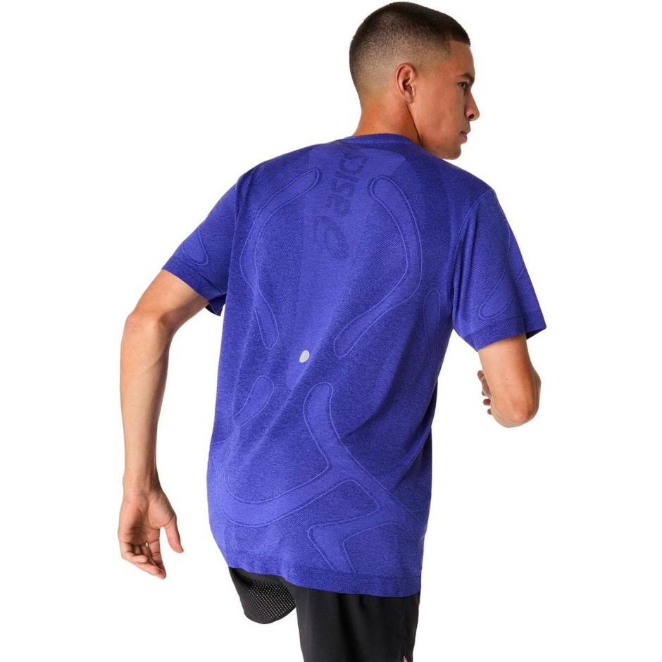 Men's Running T-Shirt Royal Blue - ASICS ROAD SEAMLESS SS TOP