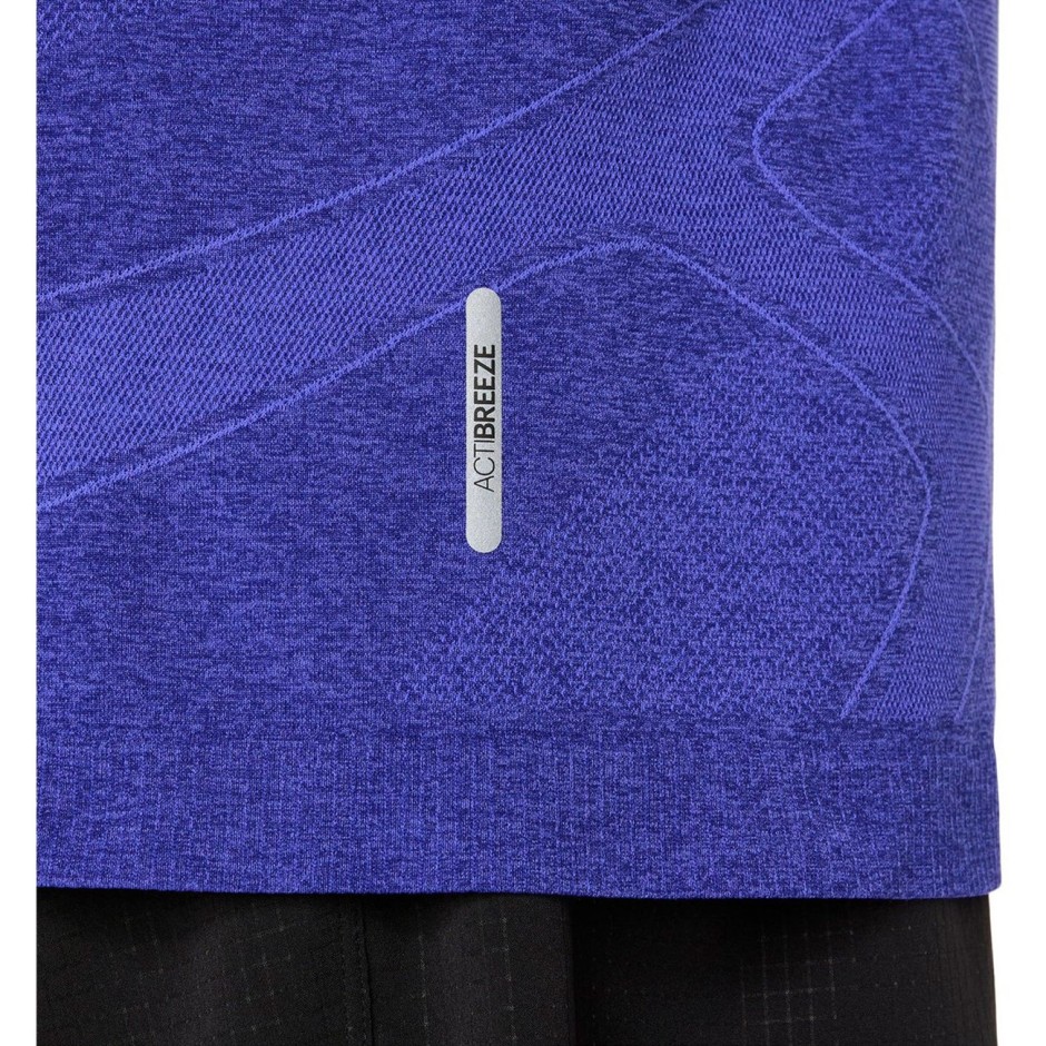 Men's Running T-Shirt Royal Blue - ASICS ROAD SEAMLESS SS TOP