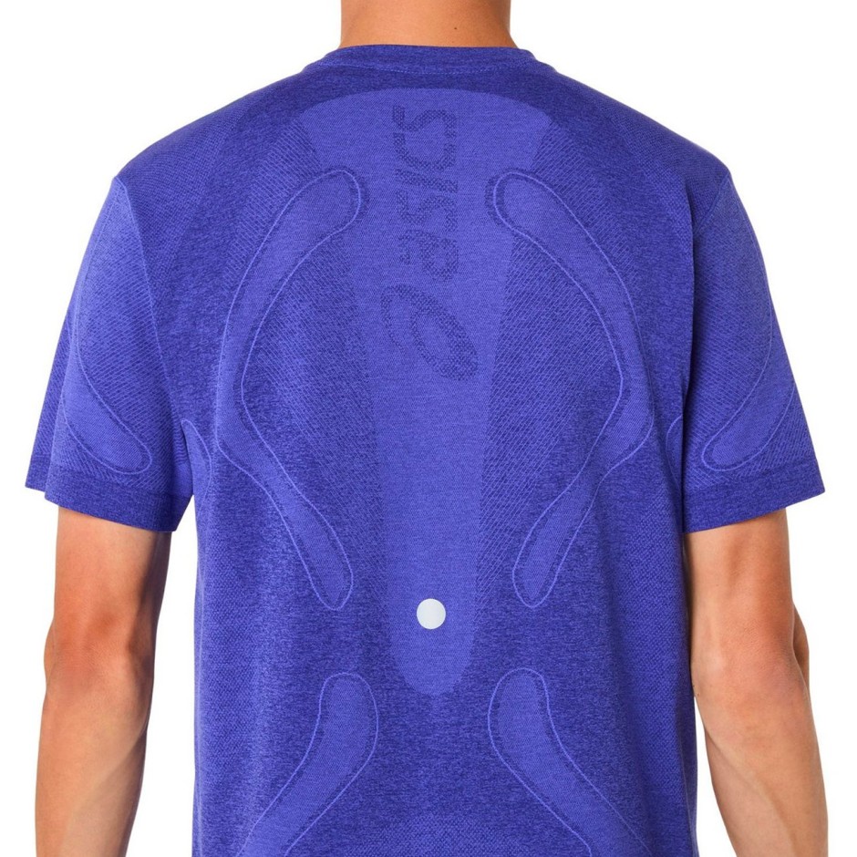 Men's Running T-Shirt Royal Blue - ASICS ROAD SEAMLESS SS TOP