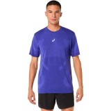 Men's Running T-Shirt Royal Blue - ASICS ROAD SEAMLESS SS TOP Image 