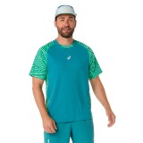 Men's Padel T-Shirt Green - ASICS PADEL COURT ALL OVER PRINT SS TOP Image 