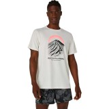 Ανδρική Κοντομάνικη Μπλούζα Trail Running Εκρού - ASICS FUJITRAIL LOGO Εικόνα 