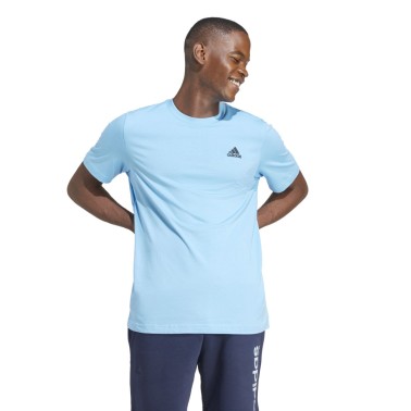 adidas Sportswear Essentials Single Jersey Embroidered Small Logo Μπλε - Ανδρική Κοντομάνικη Μπλούζα