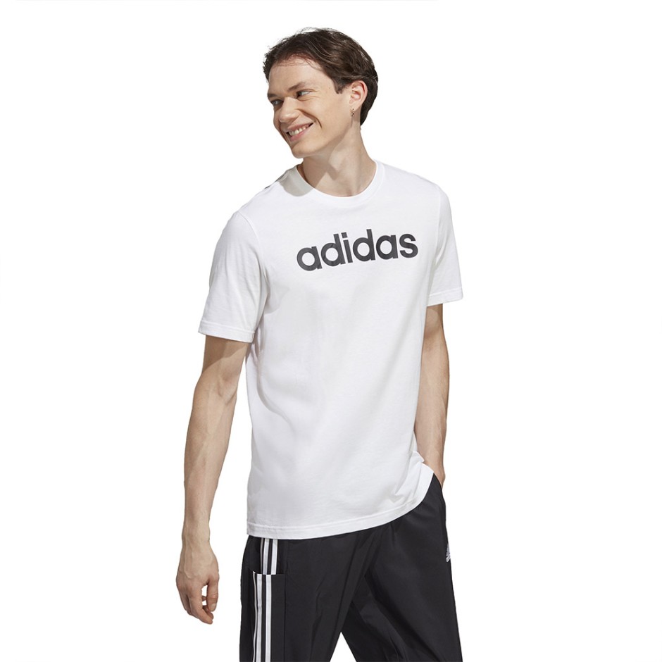 Ανδρική Κοντομάνικη Μπλούζα Λευκή adidas Sportswear Essentials Linear Logo 