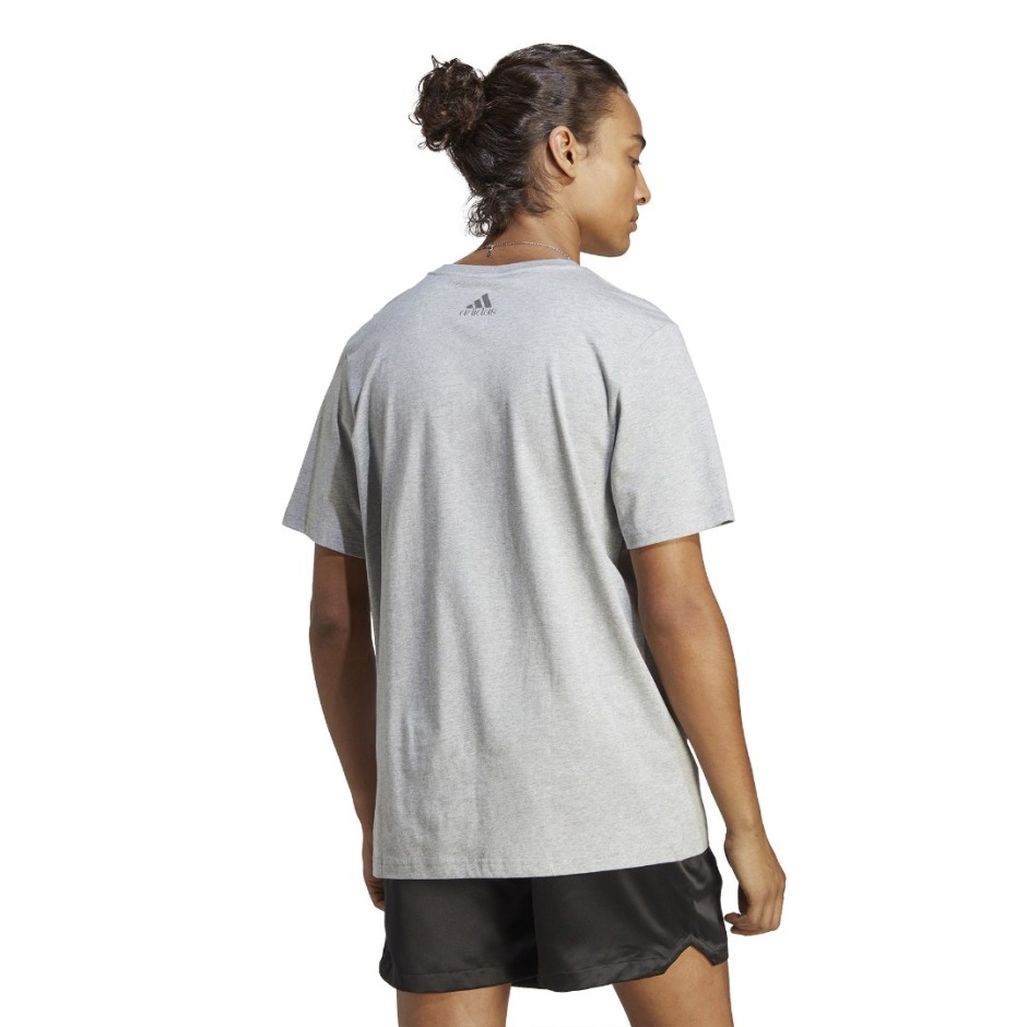 Ανδρική Κοντομάνικη Μπλούζα Γκρι - adidas Sportswear Essentials Single Jersey Big Logo