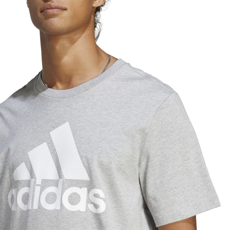 Ανδρική Κοντομάνικη Μπλούζα Γκρι - adidas Sportswear Essentials Single Jersey Big Logo