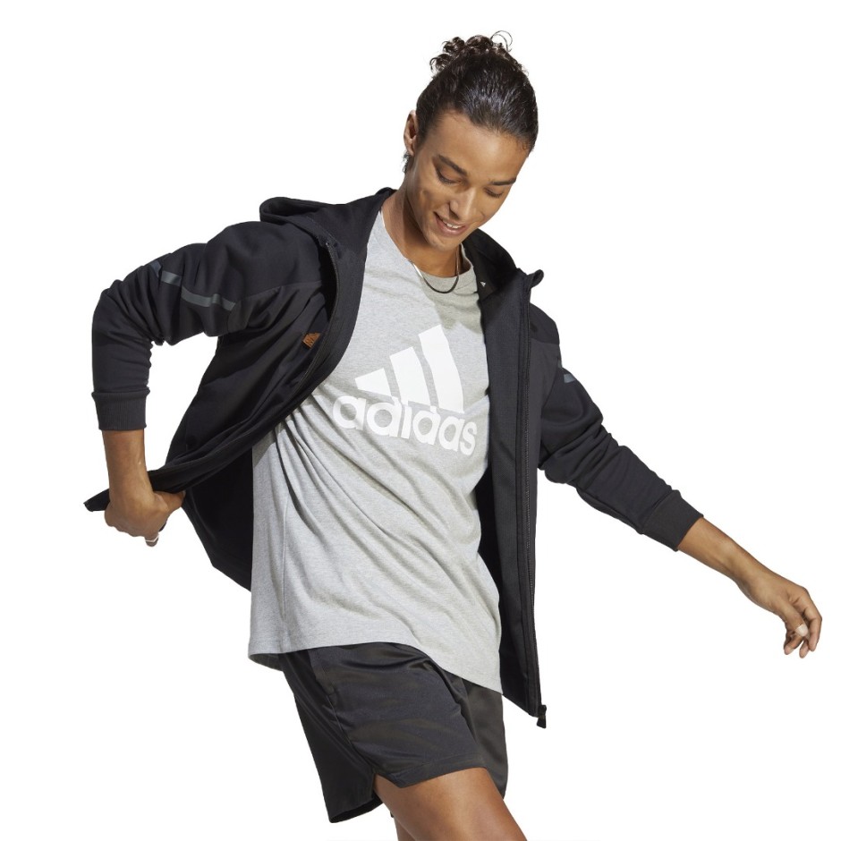 Ανδρική Κοντομάνικη Μπλούζα Γκρι - adidas Sportswear Essentials Single Jersey Big Logo