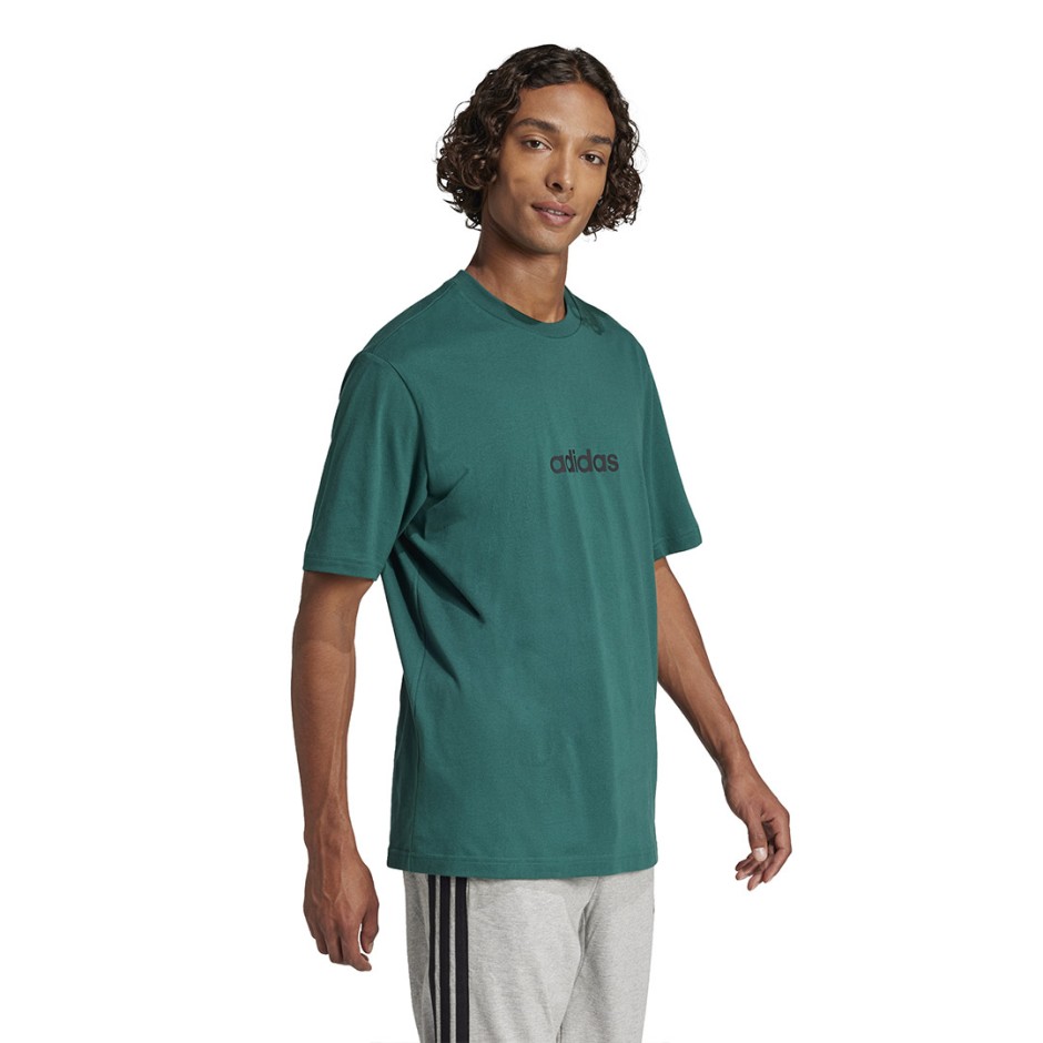 Ανδρική Κοντομάνικη Μπλούζα Κυπαρισσί - adidas Sportswear Essentials Linear Single Jersey