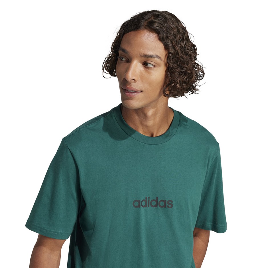 Ανδρική Κοντομάνικη Μπλούζα Κυπαρισσί - adidas Sportswear Essentials Linear Single Jersey