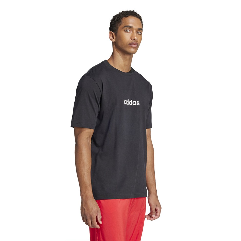 Ανδρική Κοντομάνικη Μπλούζα Μαύρη - adidas Sportswear Essentials Linear Single Jersey