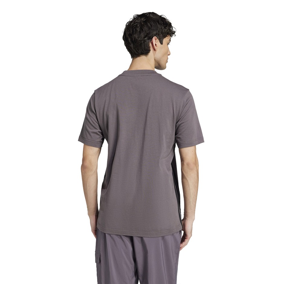 Ανδρική Κοντομάνικη Μπλούζα Ανθρακί - adidas Sportswear Essentials 3-Stripes Single Jersey