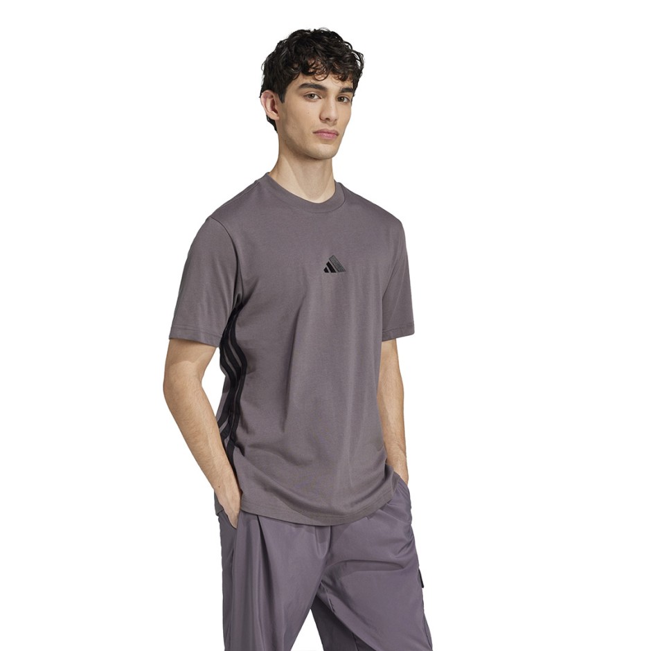 Ανδρική Κοντομάνικη Μπλούζα Ανθρακί - adidas Sportswear Essentials 3-Stripes Single Jersey
