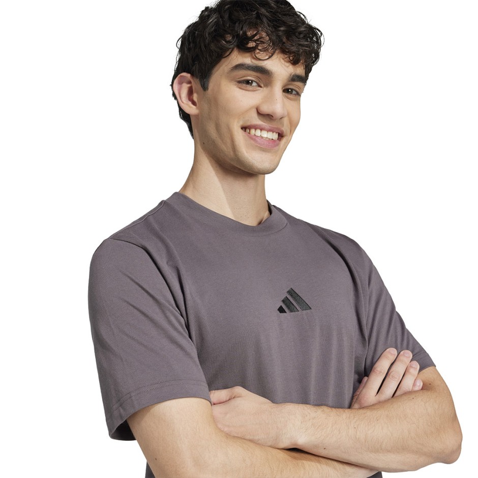 Ανδρική Κοντομάνικη Μπλούζα Ανθρακί - adidas Sportswear Essentials 3-Stripes Single Jersey