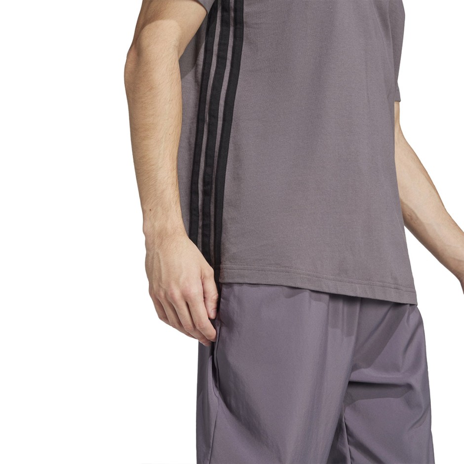 Ανδρική Κοντομάνικη Μπλούζα Ανθρακί - adidas Sportswear Essentials 3-Stripes Single Jersey