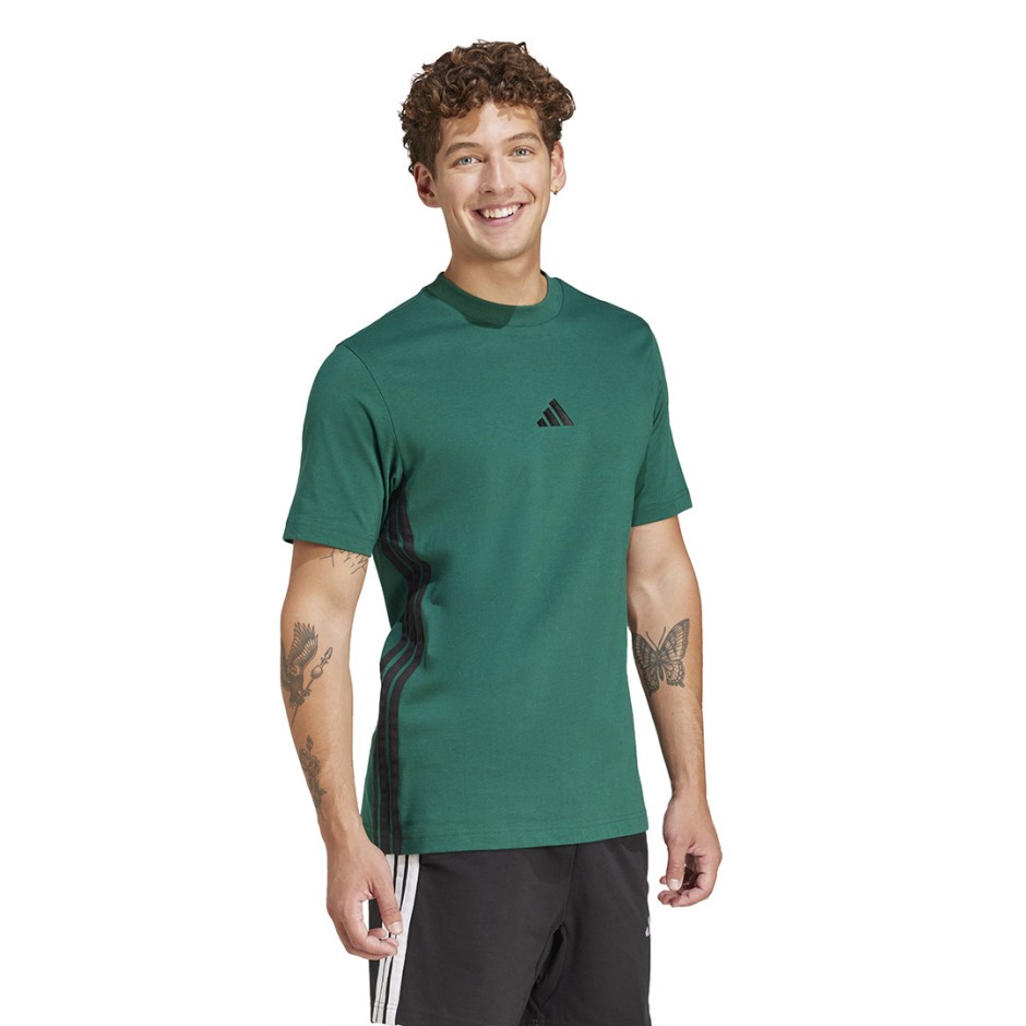 Ανδρική Κοντομάνικη Μπλούζα Κυπαρισσί - adidas Sportswear Essentials 3-Stripes Single Jersey