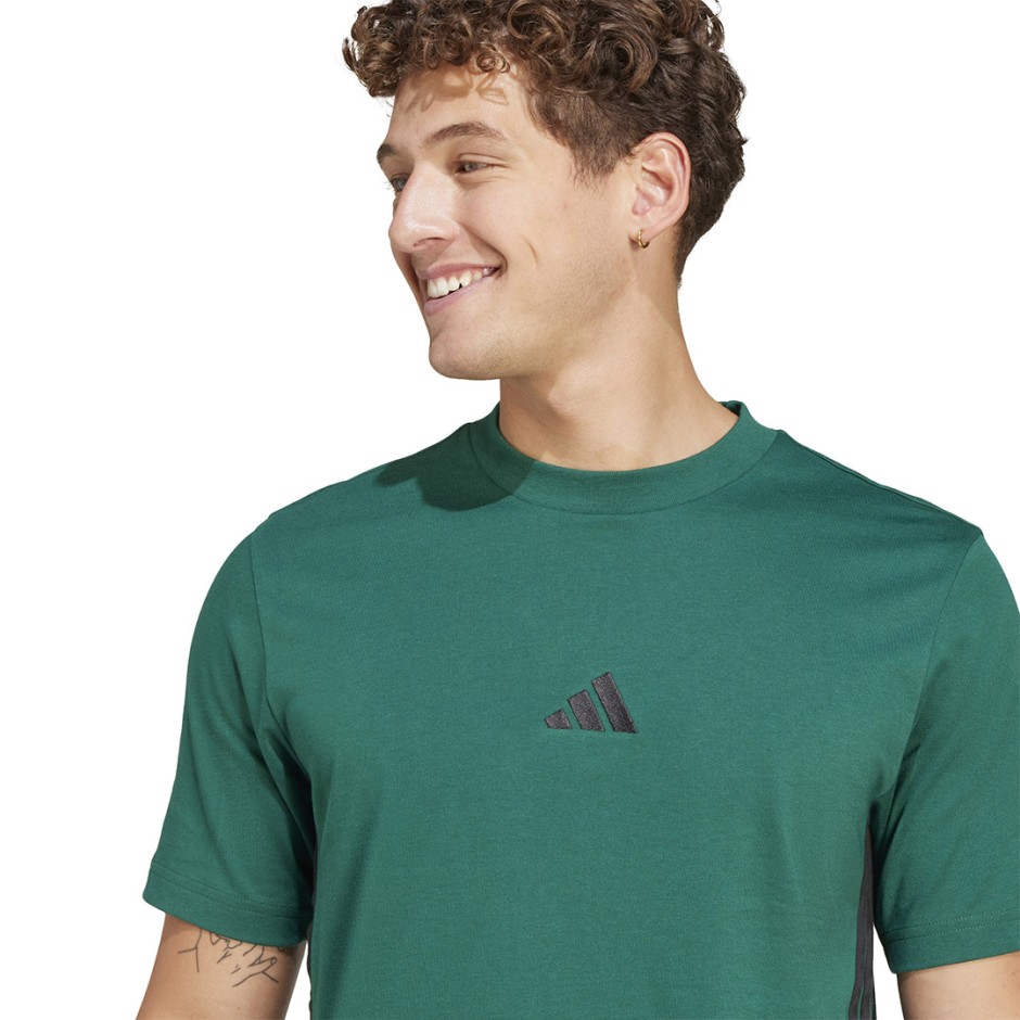 Ανδρική Κοντομάνικη Μπλούζα Κυπαρισσί - adidas Sportswear Essentials 3-Stripes Single Jersey