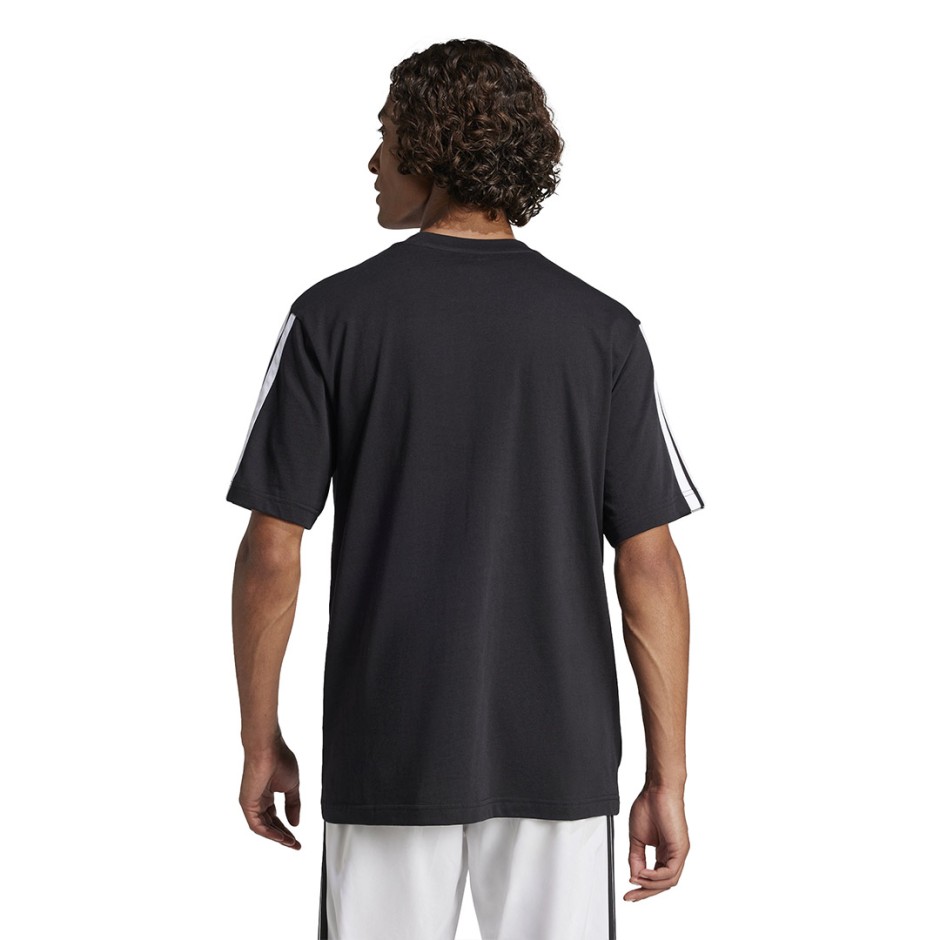 Ανδρική Κοντομάνικη Μπλούζα Μαύρη - adidas Sportswear Essentials 3-Stripes Single Jersey