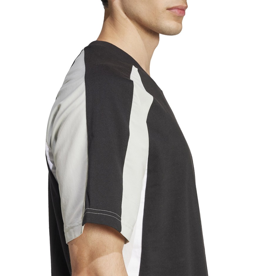 Ανδρική Κοντομάνικη Μπλούζα Μαύρη - adidas Sportswear Seasonal Essentials Colorblock