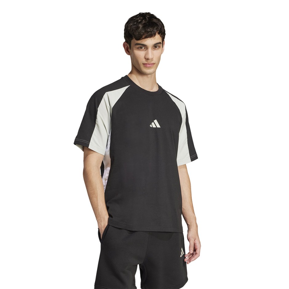 Ανδρική Κοντομάνικη Μπλούζα Μαύρη - adidas Sportswear Seasonal Essentials Colorblock