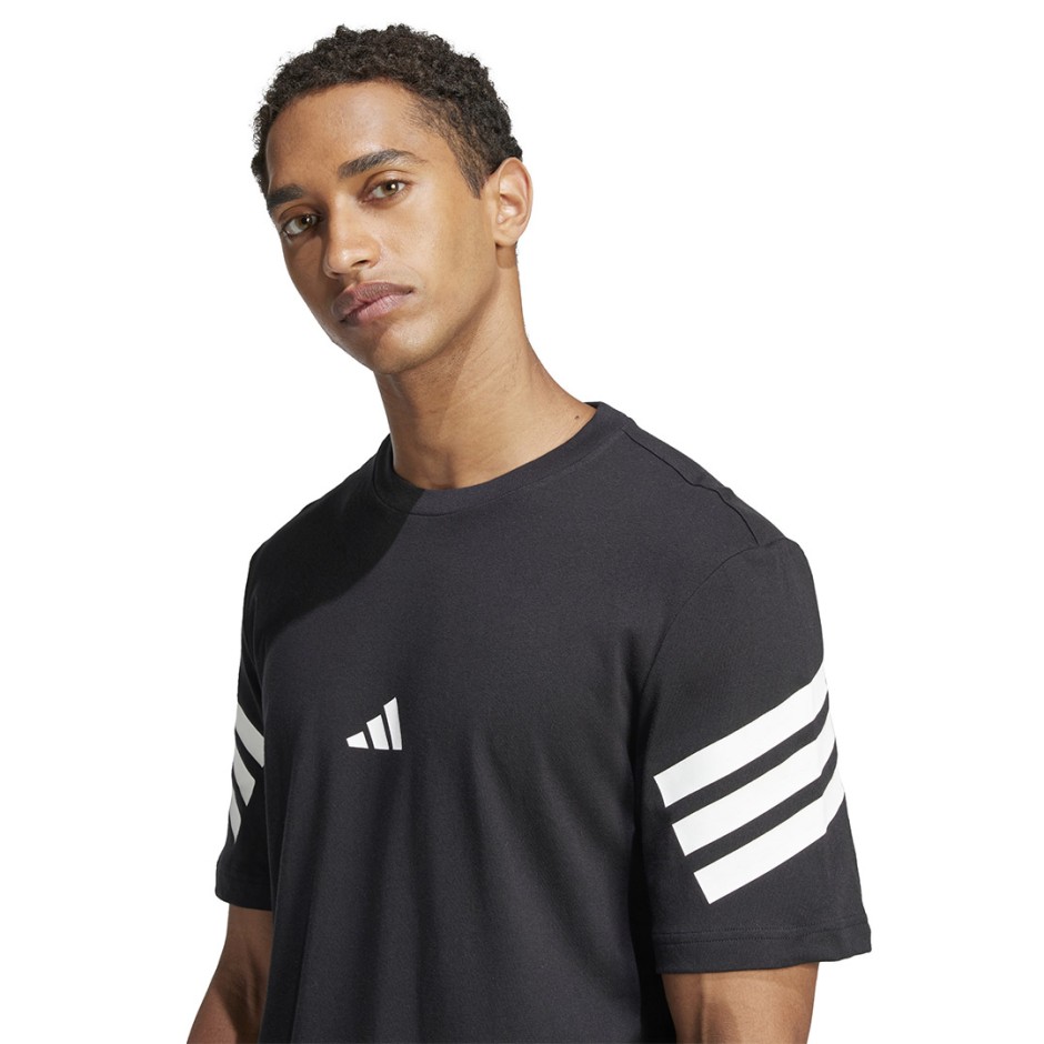 Ανδρική Κοντομάνικη Μπλούζα Μαύρη - adidas Sportswear Future Icons 3-Stripes