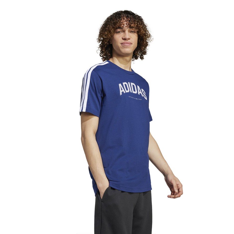 Ανδρική Κοντομάνικη Μπλούζα Μπλε - adidas Sportswear Codes Collegiate Linear Graphic
