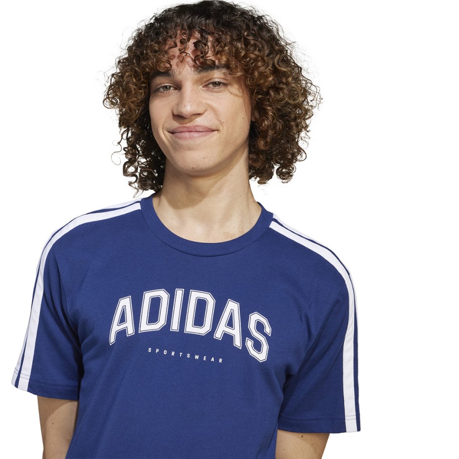 Ανδρική Κοντομάνικη Μπλούζα Μπλε - adidas Sportswear Codes Collegiate Linear Graphic