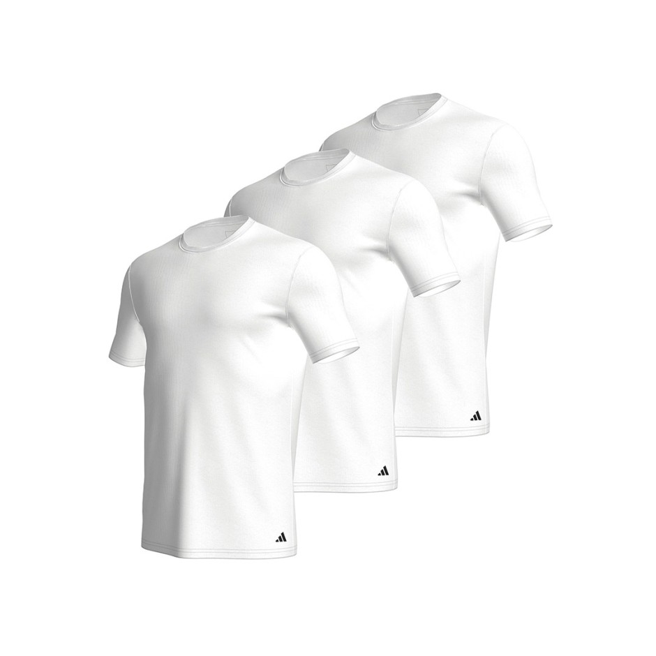 Ανδρικές Κοντομάνικες Μπλούζες Λευκές - adidas Active Core Cotton 3 Pack