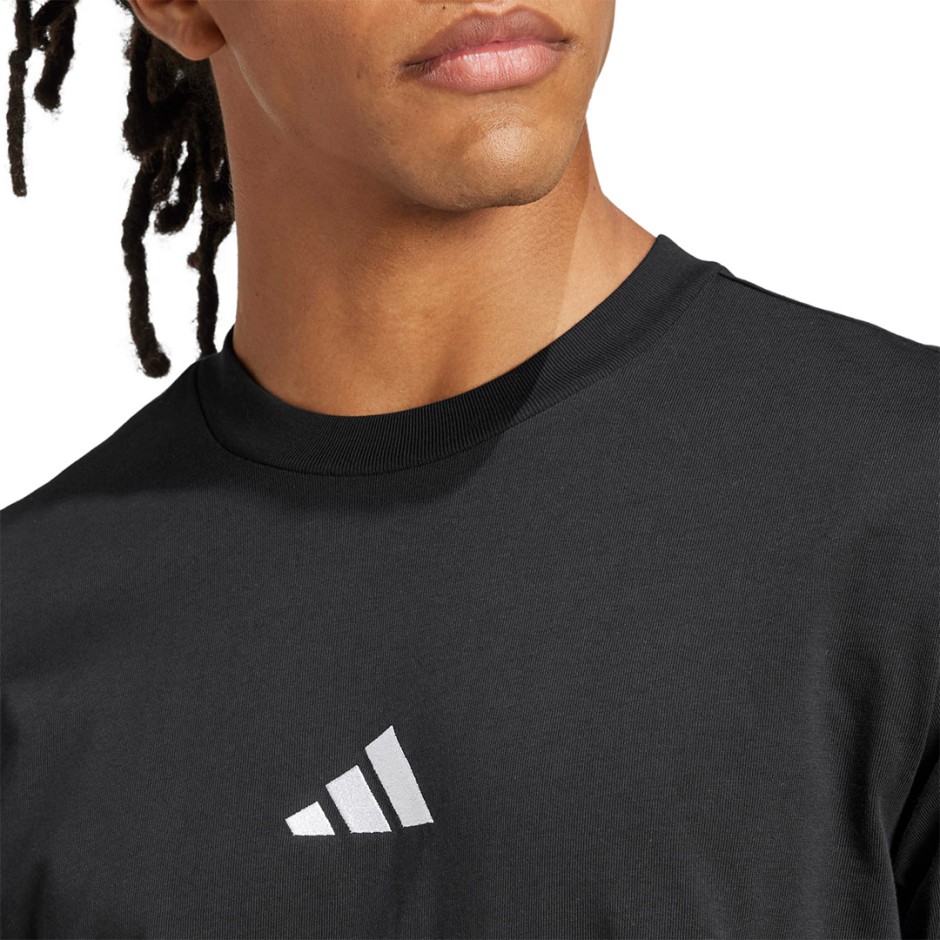 Ανδρική Κοντομάνικη Μπλούζα Μαύρη - adidas Sportswear Essentials Small Logo Single Jersey